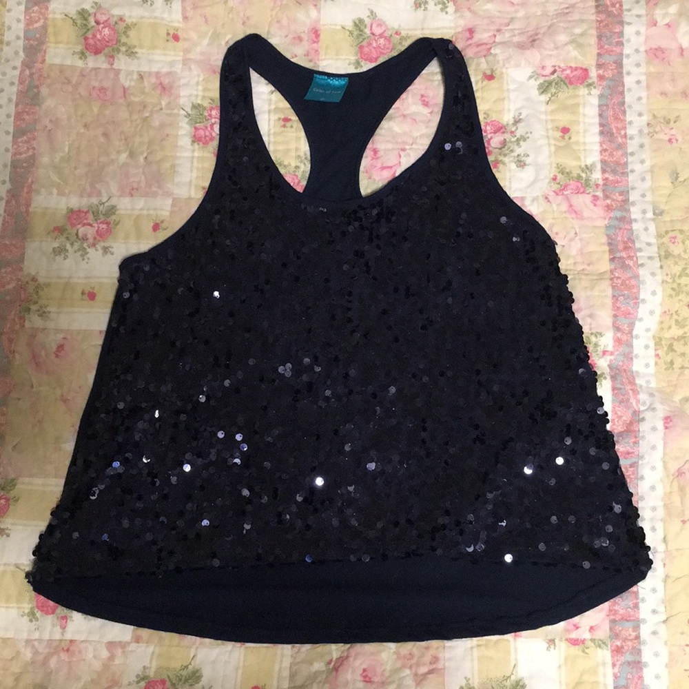 Navy blue sequin shirt